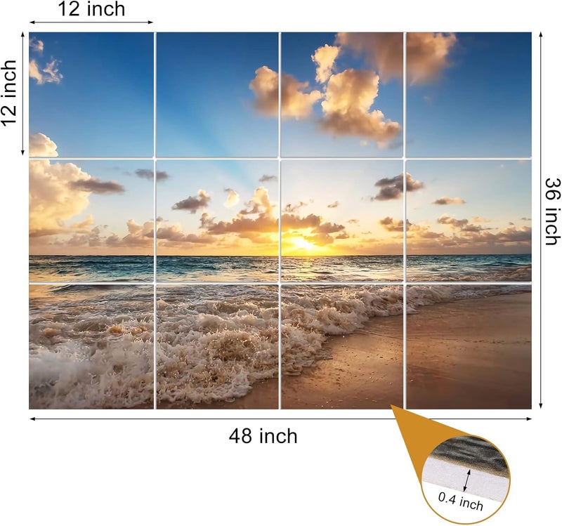 Dmsky Art Acoustic Panels,48“x36”Acoustical Wall Panel, Decorative Sound Absorbing Panel for Walls, Studio Acoustic Treatment Soundproof Wall Panel,12 Pack,Beach - Image 3